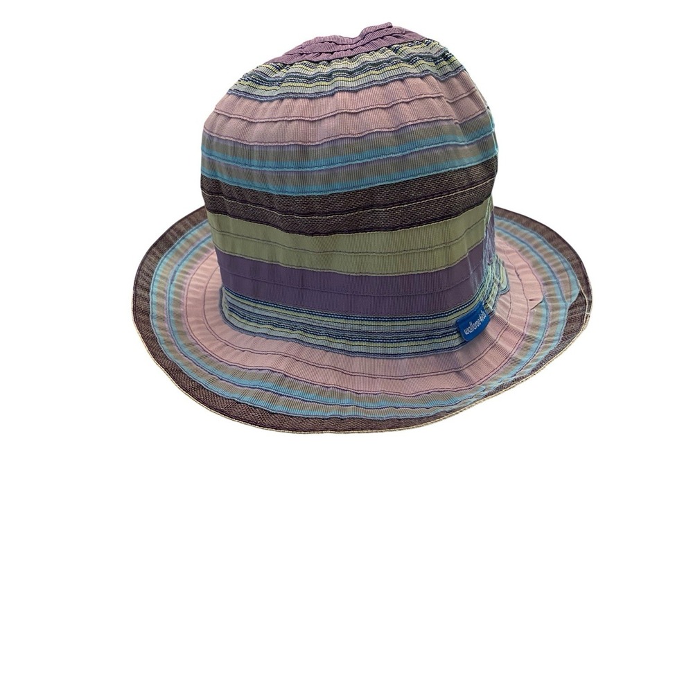 Wallaroo Kids Petite Nantucket Sun Bucket Hat Packable Striped Purple Blue Pink